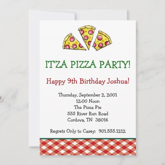 Pizza Party Invitation Kaart (Voorkant)