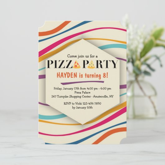 Pizza Party Invitation Kaart (Staand voorkant)