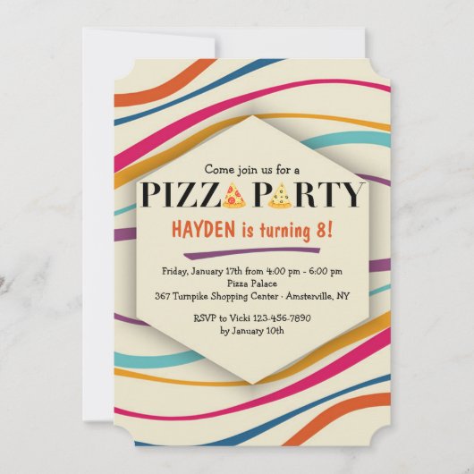 Pizza Party Invitation Kaart (Voorkant)