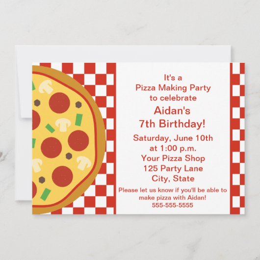 Pizza Party Invitation Kaart (Voorkant)
