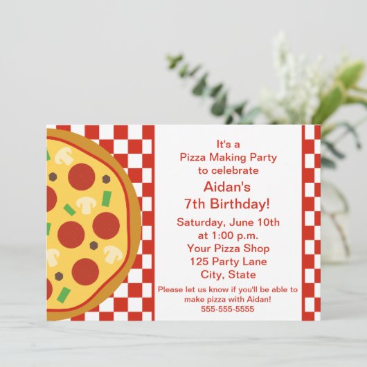 Pizza Party Invitation Kaart (Staand voorkant)