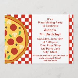 Pizza Party Invitation Kaart