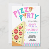 Pizza Party Invitation Pizza Birthday Party Kaart (Voorkant)