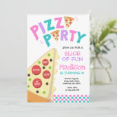 Pizza Party Invitation Pizza Birthday Party Kaart (Staand voorkant)