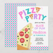 Pizza Party Invitation Pizza Birthday Party Kaart (Voorkant / Achterkant)