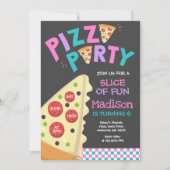Pizza Party Invitation Pizza Birthday Party Kaart (Voorkant)