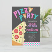 Pizza Party Invitation Pizza Birthday Party Kaart (Staand voorkant)