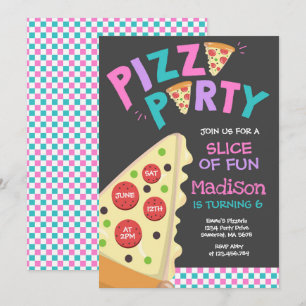 Pizza Party Invitation Pizza Birthday Party Kaart