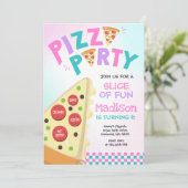 Pizza Party Invitation Pizza Birthday Party Kaart (Staand voorkant)