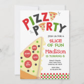 Pizza Party Invitation Pizza Birthday Party Kaart (Voorkant)
