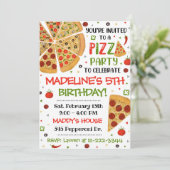 Pizza Party Invitation Pizza Birthday Pizza Party Kaart (Staand voorkant)