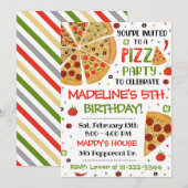 Pizza Party Invitation Pizza Birthday Pizza Party Kaart (Voorkant / Achterkant)