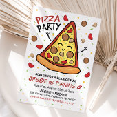 Pizza Party Invitation, Pizza Birthday Uitnodiging