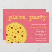 Pizza Party Invitation (roze) Kaart (Voorkant / Achterkant)