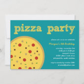 Pizza Party Invitation (Turquoise) Kaart (Voorkant)