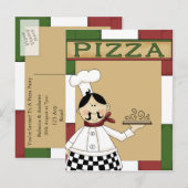 Pizza Party Invitation Uitnodiging Briefkaart (Voorkant / Achterkant)