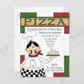 Pizza Party Invitation Uitnodiging Briefkaart (Voorkant / Achterkant)