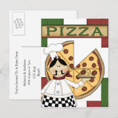 Pizza Party Invitation Uitnodiging Briefkaart (Voorkant / Achterkant)