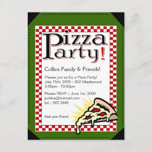 Pizza Party Invitation Uitnodiging Briefkaart