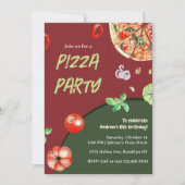 Pizza Party Italiaans Modern Kids Verjaardagsfeest Kaart (Voorkant)