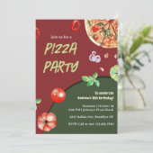 Pizza Party Italiaans Modern Kids Verjaardagsfeest Kaart (Staand voorkant)