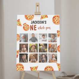 Pizza Party Jongen Verjaardag Foto Mijlpaal teken Poster