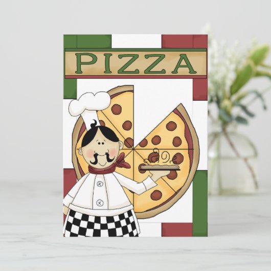 Pizza Party Kaart (Staand voorkant)