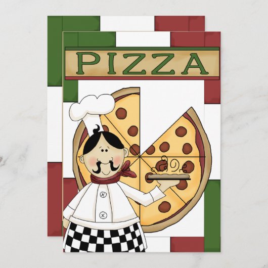 Pizza Party Kaart (Voorkant / Achterkant)