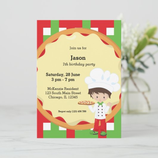 Pizza Party Kaart (Staand voorkant)