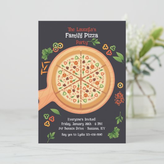 Pizza Party Kaart (Staand voorkant)