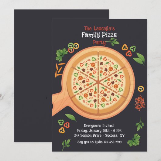 Pizza Party Kaart (Voorkant / Achterkant)