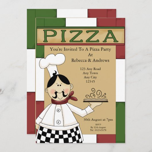 Pizza Party Kaart (Voorkant / Achterkant)