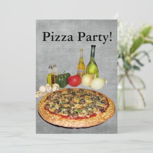 Pizza Party Kaart (Staand voorkant)