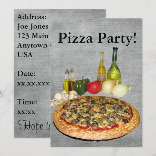 Pizza Party Kaart (Voorkant / Achterkant)