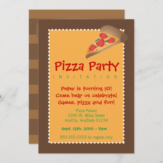 Pizza Party Kaart (Voorkant / Achterkant)