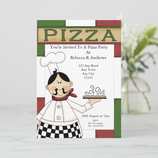 Pizza Party Kaart (Staand voorkant)