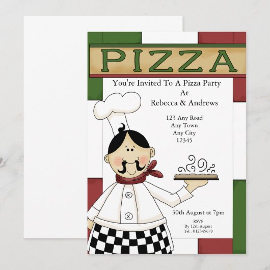 Pizza Party Kaart (Voorkant / Achterkant)