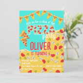 Pizza party kaart (Staand voorkant)