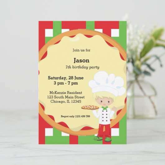 Pizza Party Kaart (Staand voorkant)