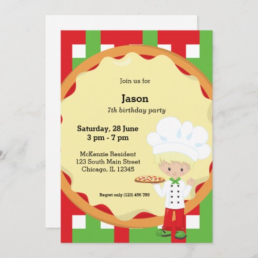 Pizza Party Kaart (Voorkant / Achterkant)