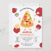 Pizza Party Kawaii Verjaardag Uitnodiging (Voorkant)