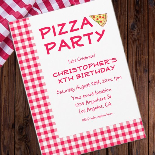 Pizza Party Kids Birthday Kaart