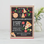 Pizza Party Kids Birthday Party Kaart (Staand voorkant)