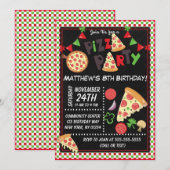 Pizza Party Kids Birthday Party Kaart (Voorkant / Achterkant)