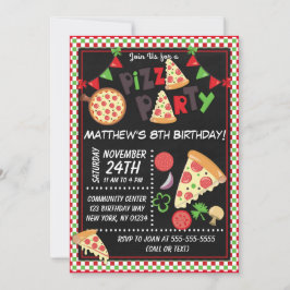 Pizza Party Kids Birthday Party Kaart
