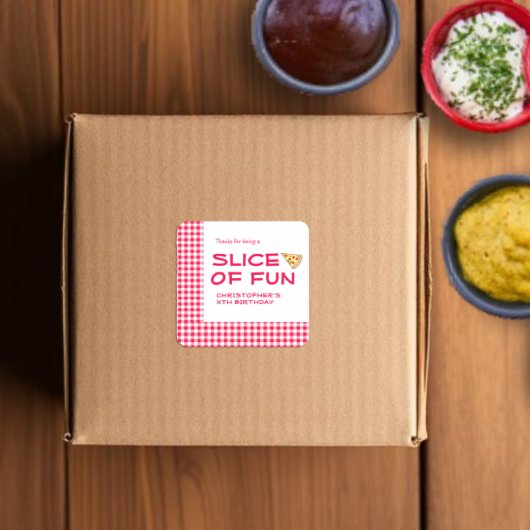 Pizza Party Kids Birthday Vierkante Sticker