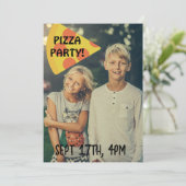 PIZZA PARTY KINDER FOTO AANGEPASTE UITNODIGINGEN (Staand voorkant)