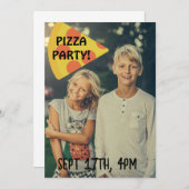 PIZZA PARTY KINDER FOTO AANGEPASTE UITNODIGINGEN (Voorkant / Achterkant)