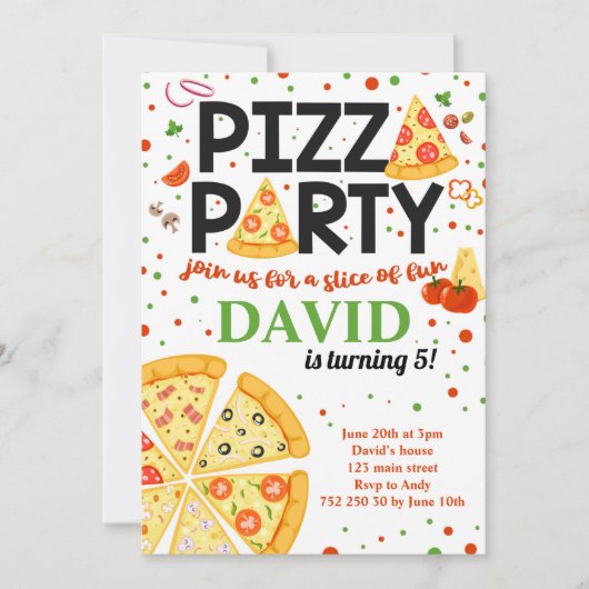 Pizza Party Kinder Italiaans Fun Boy Girl Kaart (Voorkant)