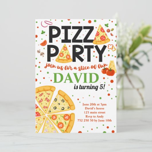 Pizza Party Kinder Italiaans Fun Boy Girl Kaart (Staand voorkant)